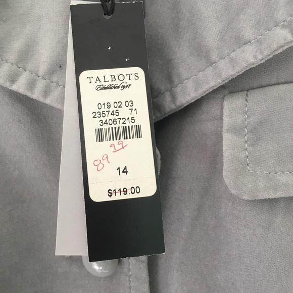 Talbots Velvet Blazer Grace Fit Semi-Fitted Single Breasted Silver Gray NWT | 14 - Picture 11 of 12